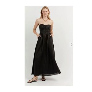 NWT DISSH BONNIE BLACK LINEN LONG DRESS